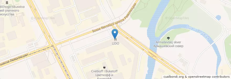 Mapa de ubicacion de LIDO en Russland, Föderationskreis Nordwest, Oblast Leningrad, Sankt Petersburg, Красногвардейский Район, Округ Ржевка.