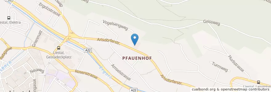 Mapa de ubicacion de Pflegezentrum Brunnmatt en Schweiz/Suisse/Svizzera/Svizra, Basel-Landschaft, Bezirk Liestal, Liestal.