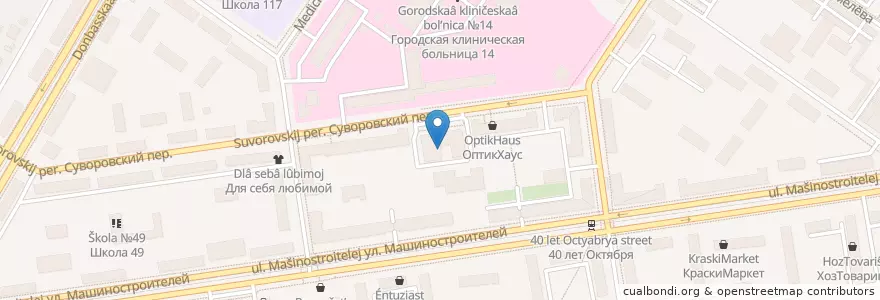 Mapa de ubicacion de Травмпункт en روسيا, منطقة فيدرالية أورالية, أوبلاست سفردلوفسك, بلدية يكاترينبورغ.