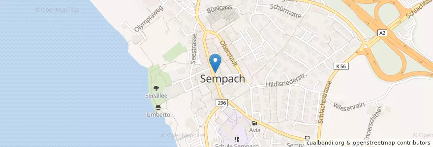 Mapa de ubicacion de Take Away Städtli Sempach en Schweiz/Suisse/Svizzera/Svizra, Luzern, Sempach.