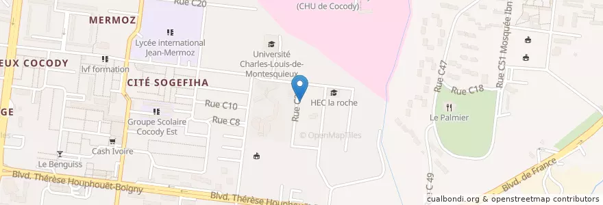 Mapa de ubicacion de Goethe-Institut Côte d’Ivoire en Côte D'Ivoire, Abidjan, Cocody.