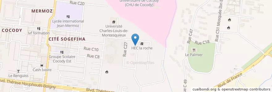 Mapa de ubicacion de Chez Lydie en 科特迪瓦, 阿比让, Cocody.