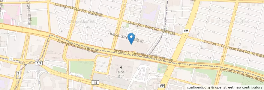 Mapa de ubicacion de 京站置物櫃 (B1,B2,2F) en 타이완, 신베이 시, 타이베이시.