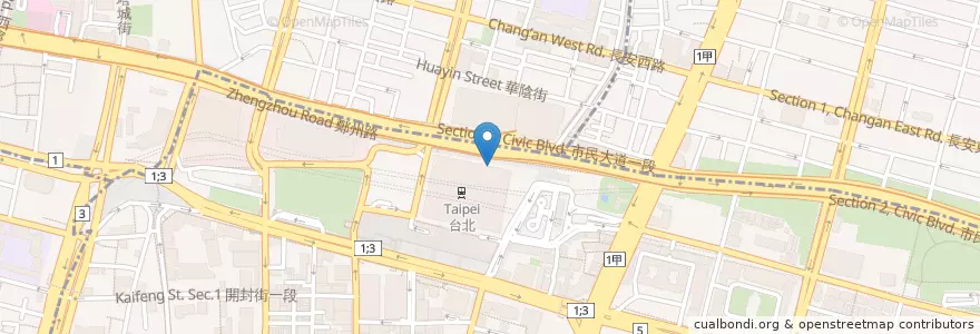 Mapa de ubicacion de 台北車站北門B1置物櫃 en تایوان, 新北市, تایپه, 中正區.
