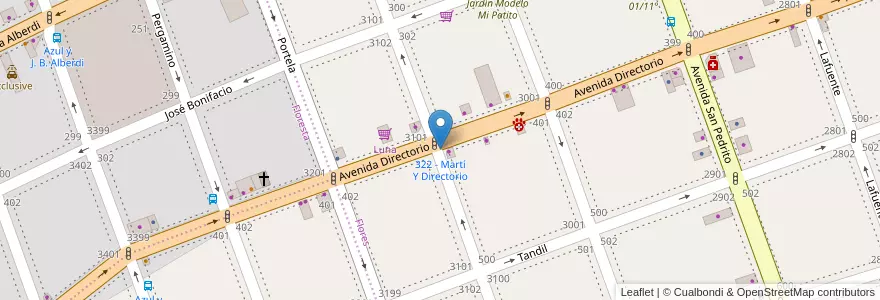 Mapa de ubicacion de 322 - Martí Y Directorio en Argentinië, Ciudad Autónoma De Buenos Aires, Comuna 7, Buenos Aires.