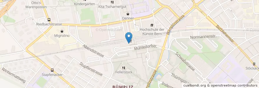 Mapa de ubicacion de Briefeinwurf Bern, Station Bümpliz Nord en 瑞士, 伯尔尼, Verwaltungsregion Bern-Mittelland, Verwaltungskreis Bern-Mittelland, Bern.