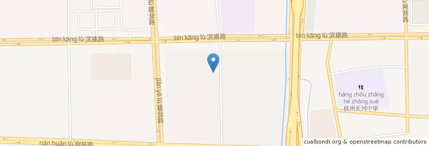 Mapa de ubicacion de Binjiang District en China, Zhejiang, Hangzhou City, Binjiang District, 长河街道.
