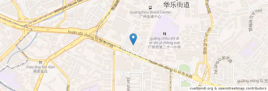 Mapa de ubicacion de 工商银行 en 中国, 広東省, 広州市, 越秀区, 华乐街道, 建设街道.