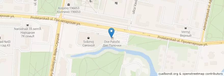 Mapa de ubicacion de Две палочки en 俄罗斯/俄羅斯, Северо-Западный Федеральный Округ, 列宁格勒州, Санкт-Петербург, Колпинский Район, Колпино.