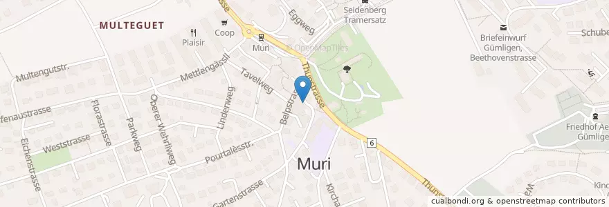 Mapa de ubicacion de Briefeinwurf Muri bei Bern, Muri-Zentrum en 瑞士, 伯尔尼, Verwaltungsregion Bern-Mittelland, Verwaltungskreis Bern-Mittelland, Muri Bei Bern.