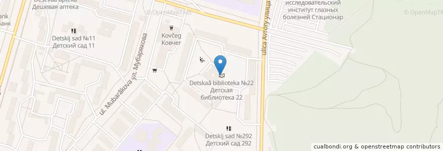 Mapa de ubicacion de Детская библиотека №22 en Rusia, Приволжский Федеральный Округ, Башкортостан, Городской Округ Уфа.