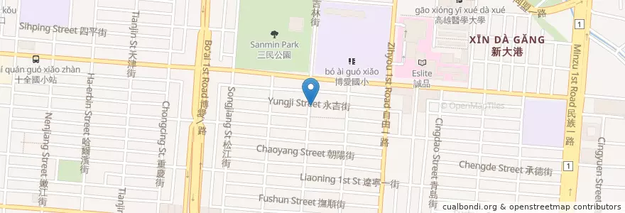 Mapa de ubicacion de 忽必烈蒙古烤肉 en Тайвань, Гаосюн, 三民區.