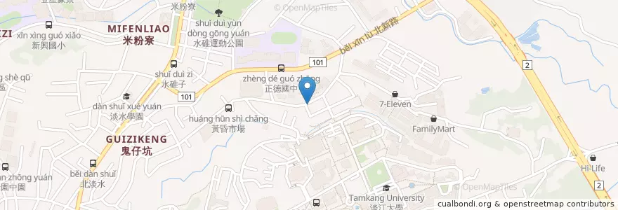 Mapa de ubicacion de 淡水雞腿達人 en Tayvan, 新北市, 淡水區.