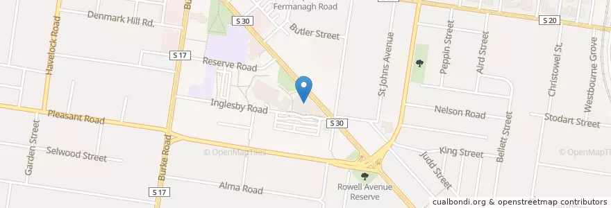 Mapa de ubicacion de Camberwell Town Hall en Australia, Victoria, City Of Boroondara.