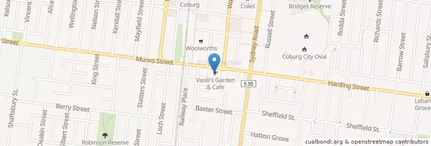 Mapa de ubicacion de Vasili's Garden & Cafe en استرالیا, Victoria, City Of Moreland.
