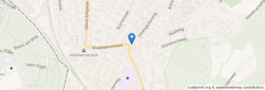 Mapa de ubicacion de Briefeinwurf Ostermundigen, Dennigkofenweg en Switzerland, Bern, Verwaltungsregion Bern-Mittelland, Verwaltungskreis Bern-Mittelland, Ostermundigen.