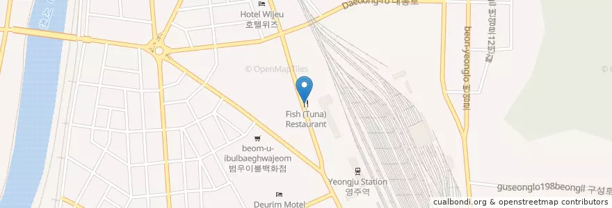 Mapa de ubicacion de Fish (Tuna) Restaurant en کره جنوبی, جئونسانگبوک-دو, 영주시.