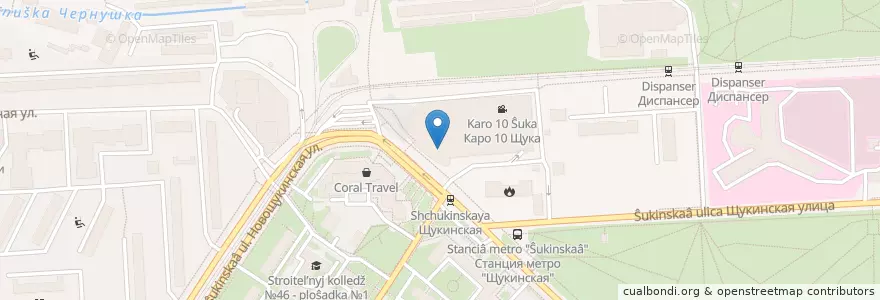 Mapa de ubicacion de YamKee en Russia, Distretto Federale Centrale, Москва, Северо-Западный Административный Округ, Район Щукино.
