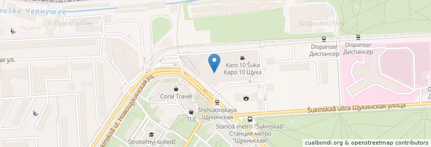 Mapa de ubicacion de Воккер en Rusia, Distrito Federal Central, Москва, Северо-Западный Административный Округ, Район Щукино.