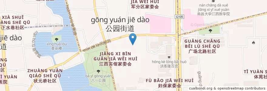 Mapa de ubicacion de 公园街道 en 中国, 江西省, 南昌市, 东湖区, 公园街道.