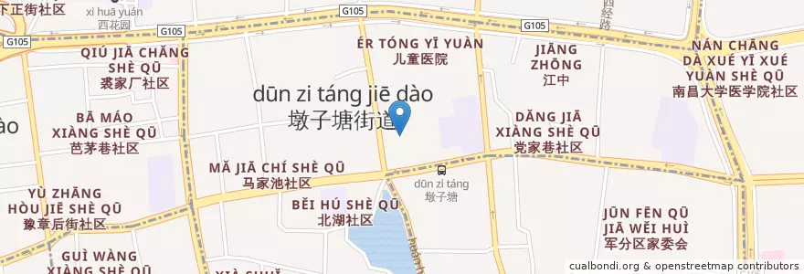 Mapa de ubicacion de 墩子塘街道 en الصين, جيانغشي, نانتشانغ, 东湖区, 墩子塘街道.