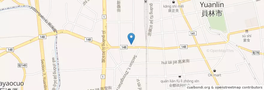 Mapa de ubicacion de 圓仔冰 en Tayvan, 臺灣省, Changhua, 員林市.