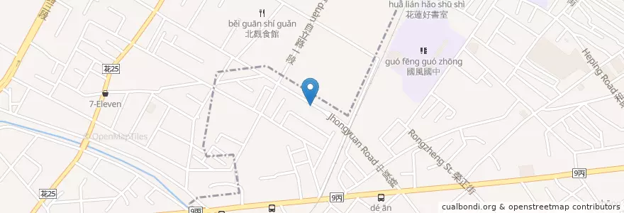 Mapa de ubicacion de 提拉米蘇精緻蛋糕 en Taiwán, Provincia De Taiwán, Condado De Hualien, 花蓮市.