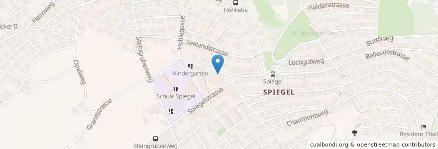 Mapa de ubicacion de Briefeinwurf Spiegel bei Bern, Postagentur Spiegel bei Bern en Suíça, Berna, Verwaltungsregion Bern-Mittelland, Verwaltungskreis Bern-Mittelland, Köniz.
