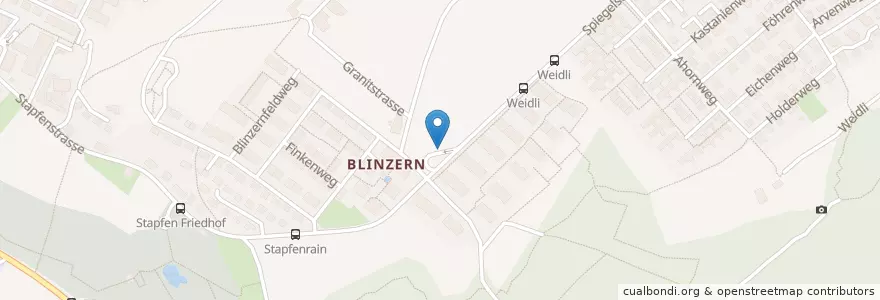 Mapa de ubicacion de Briefeinwurf Spiegel bei Bern, Bushaltestelle Blinzern en Suisse, Berne, Verwaltungsregion Bern-Mittelland, Verwaltungskreis Bern-Mittelland, Köniz.