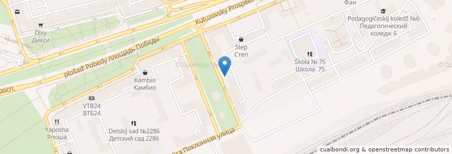 Mapa de ubicacion de Денталь Hi-Tech en 俄罗斯/俄羅斯, Центральный Федеральный Округ, Москва, Западный Административный Округ, Район Дорогомилово.