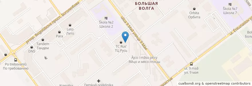 Mapa de ubicacion de Коктебель en Rusia, Центральный Федеральный Округ, Московская Область, Городской Округ Дубна.