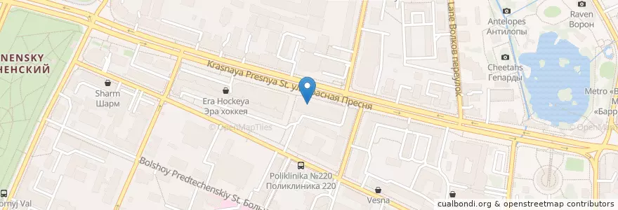 Mapa de ubicacion de Газпромбанк en Rússia, Distrito Federal Central, Москва, Центральный Административный Округ, Пресненский Район.