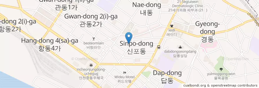Mapa de ubicacion de 신포우리만두(본점) en 韩国/南韓, 仁川廣域市, 中區.