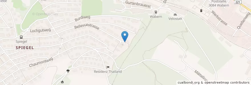 Mapa de ubicacion de Briefeinwurf Spiegel bei Bern, Bushaltstelle Gurtengartenstadt en 瑞士, 伯尔尼, Verwaltungsregion Bern-Mittelland, Verwaltungskreis Bern-Mittelland, Köniz.