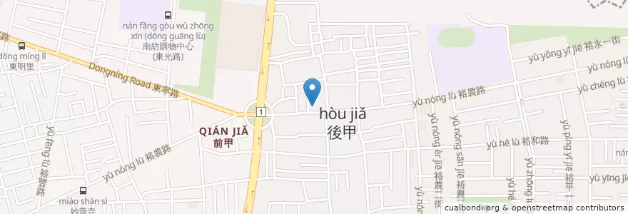 Mapa de ubicacion de 後甲藥房 en Taiwan, Tainan, 東區.
