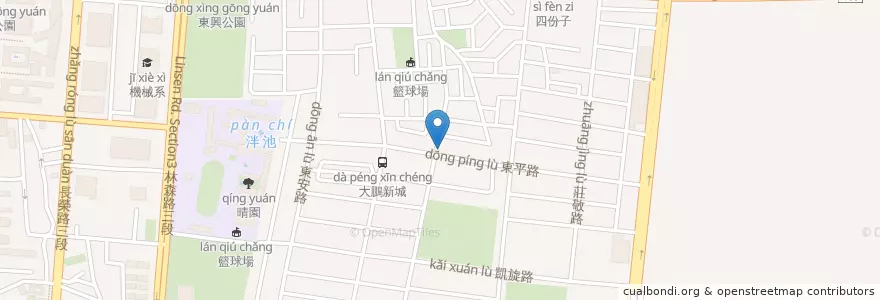 Mapa de ubicacion de 四海豆漿 en 臺灣, 臺南市, 東區.