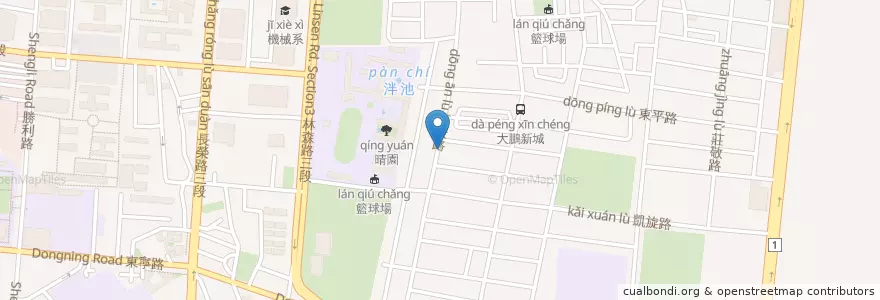 Mapa de ubicacion de 大學牙醫 en Taiwan, Tainan, Eastern District.
