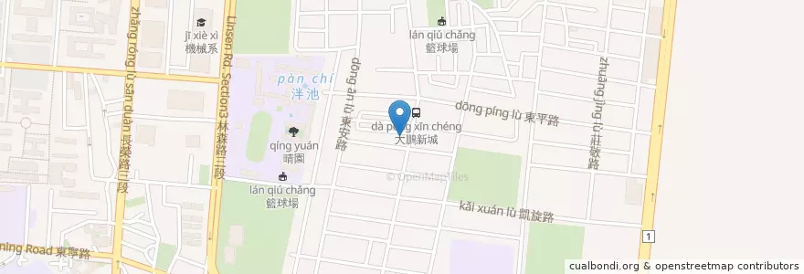 Mapa de ubicacion de 張育彰復健科 en 臺灣, 臺南市, 東區.