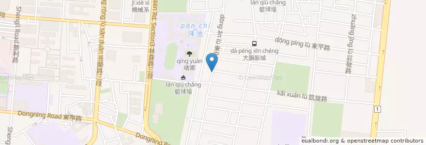 Mapa de ubicacion de 拉亞漢堡 en 台湾, 台南市, 東区.