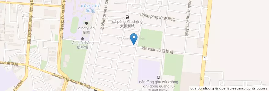 Mapa de ubicacion de 多麼胖 en 타이완, 타이난 시, 둥구.