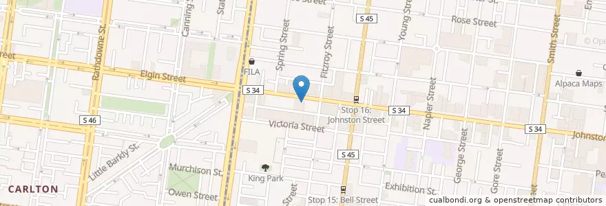 Mapa de ubicacion de Vaud d'vile Drag Cabaret Restaurant en Australien, Victoria.