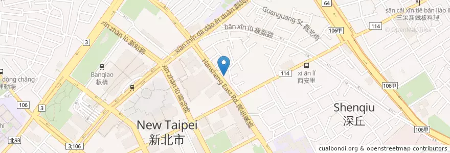 Mapa de ubicacion de 御天屋拉麵 en تايوان, تايبيه الجديدة, 板橋區.