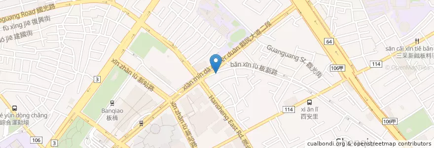 Mapa de ubicacion de 煙囪咖啡 en Taiwan, 新北市, 板橋區.