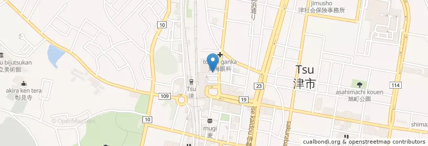 Mapa de ubicacion de 津警察署津駅前交番 en Japón, Prefectura De Mie, Tsu.