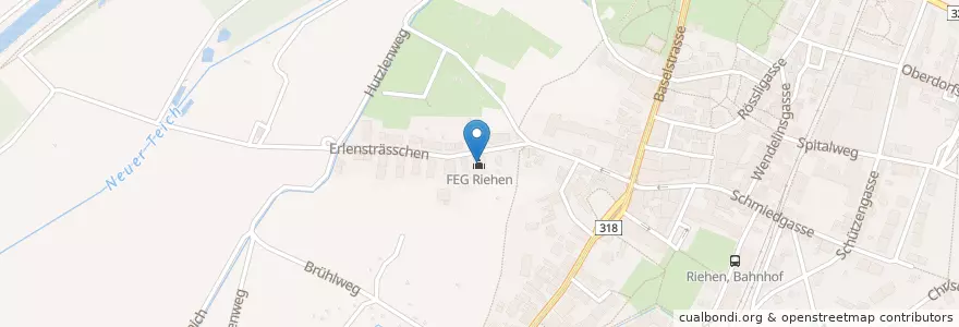 Mapa de ubicacion de FEG Riehen en Zwitserland, Bazel-Stad, Riehen, Riehen.