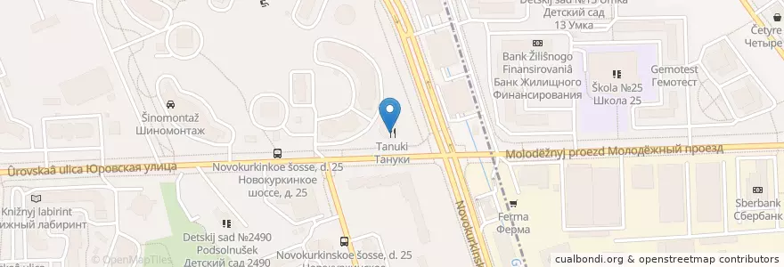 Mapa de ubicacion de Тануки en 俄罗斯/俄羅斯, Центральный Федеральный Округ, 莫斯科州, Северо-Западный Административный Округ, Район Куркино.