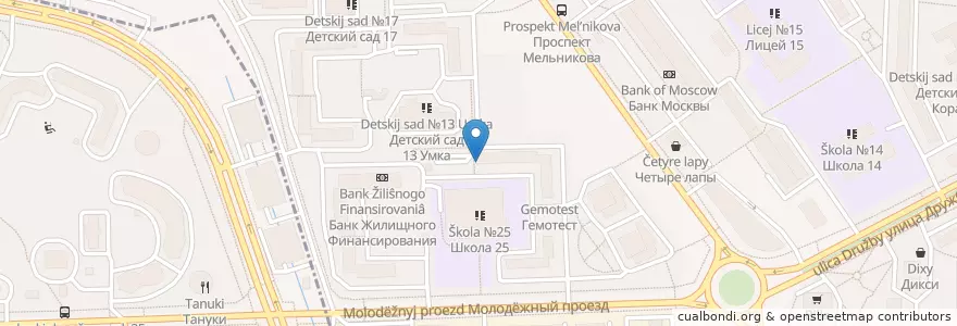 Mapa de ubicacion de Унаги Маки en روسيا, Центральный Федеральный Округ, محافظة موسكو, Городской Округ Химки.