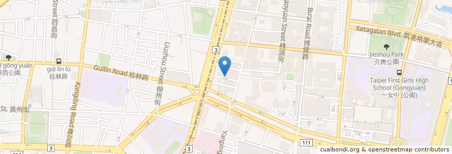 Mapa de ubicacion de 阿桂排骨麵 en 台湾, 新北市, 台北市, 万華区, 中正区.