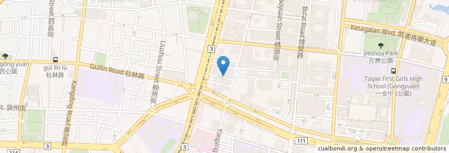 Mapa de ubicacion de 樺林乾麵 en 臺灣, 新北市, 臺北市, 萬華區, 中正區.