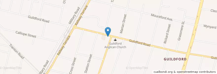 Mapa de ubicacion de Guildford Road Pharmacy en Australië, Nieuw-Zuid-Wales, Sydney, Cumberland City Council.